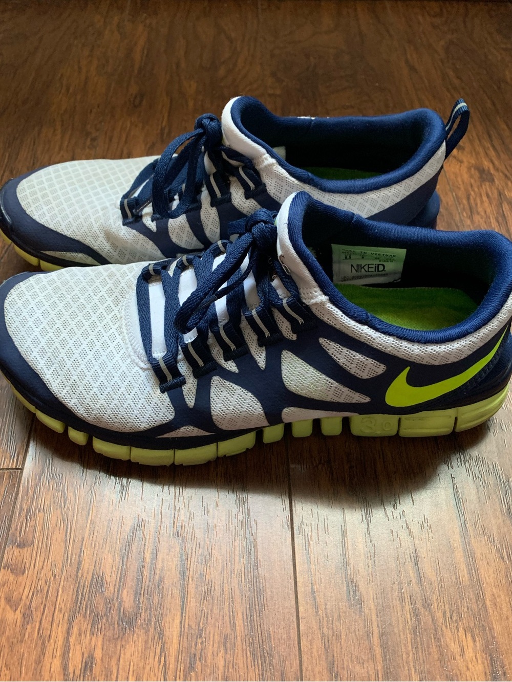 Nike Kids Navy, White & Lime Athletic Sneakers